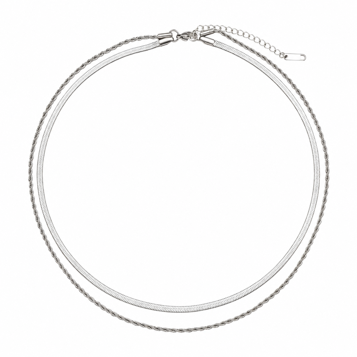Flat Herringbone Layered Necklace