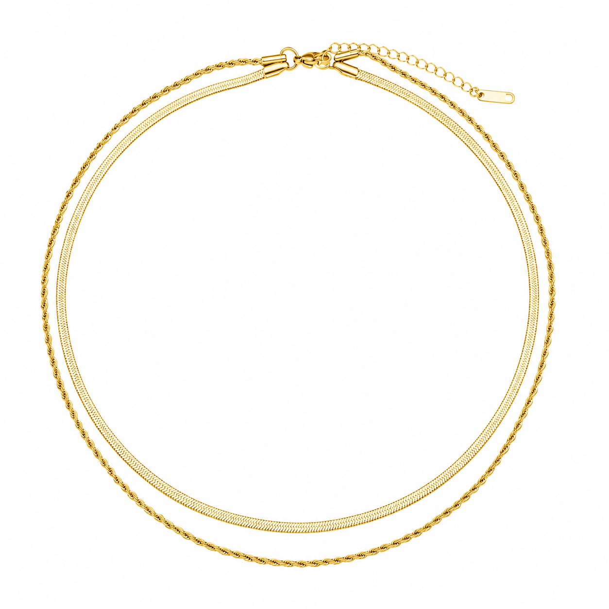 Flat Herringbone Layered Necklace