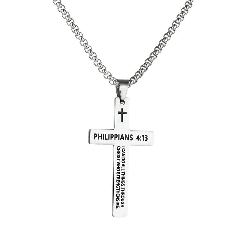 Philippians 4:13 Cross Necklace