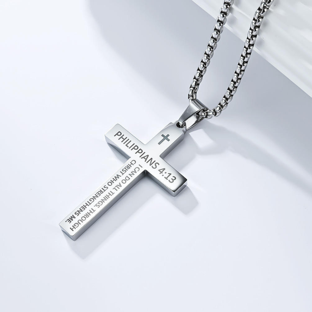 Philippians 4:13 Cross Necklace