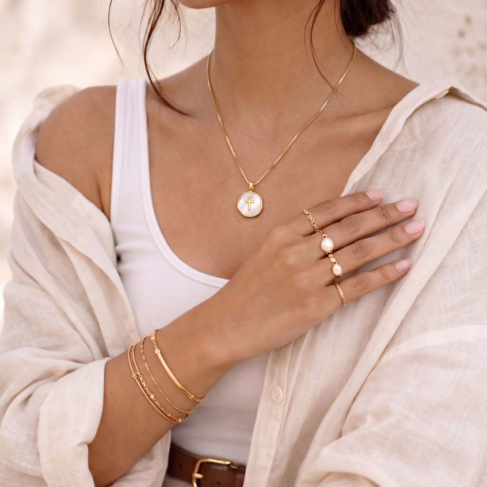 Seraphine Seashell Cross Necklace