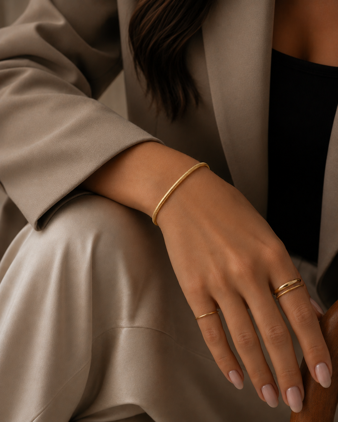 Stacking Round Herringbone Bracelet
