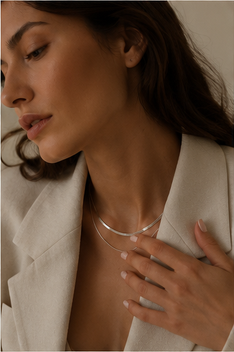 Flat Herringbone Layered Necklace