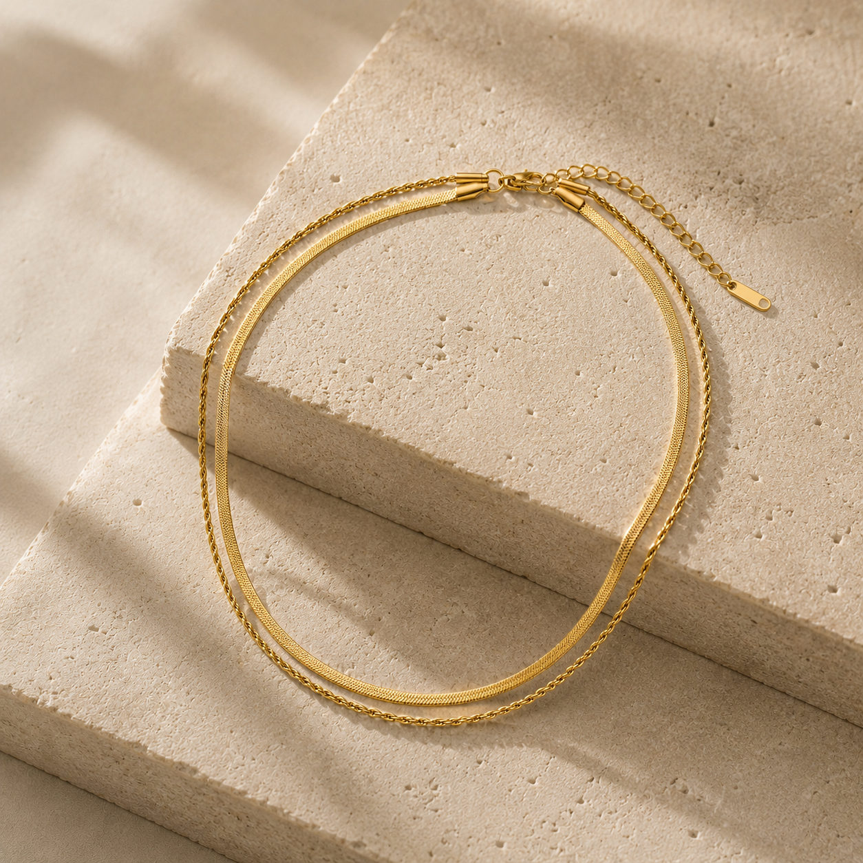 Flat Herringbone Layered Necklace