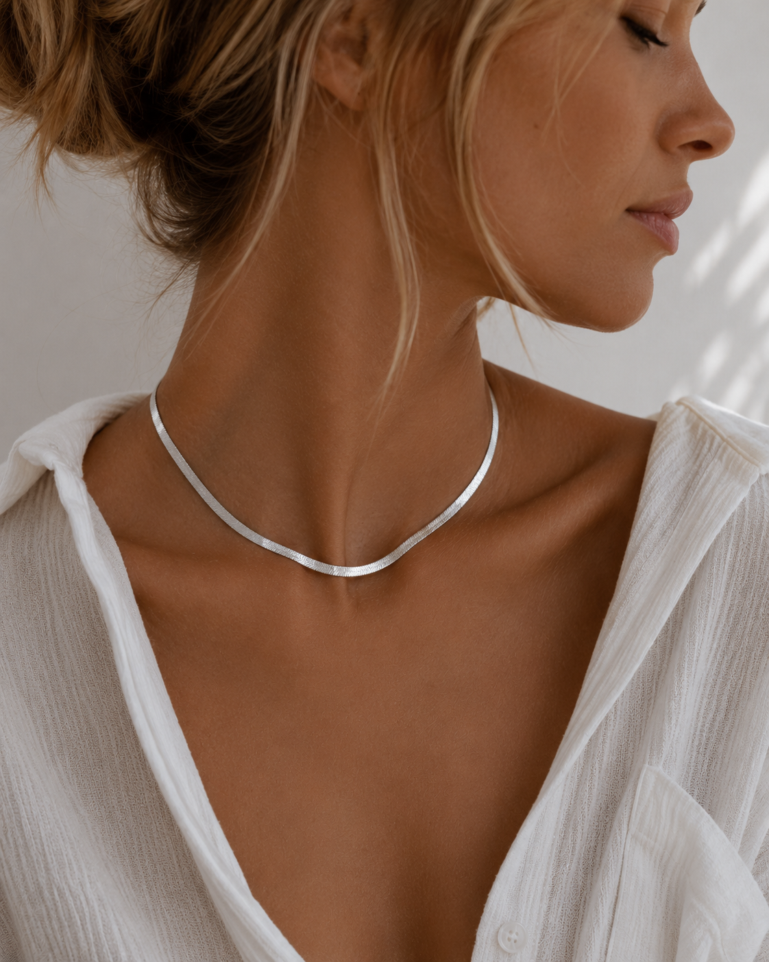 Stacking Flat Herringbone Necklace