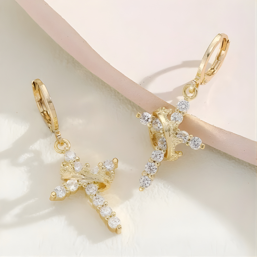 Elora Cross and Crown Earring