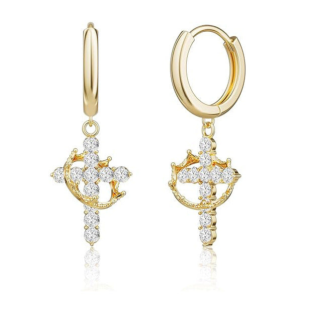 Elora Cross and Crown Earring