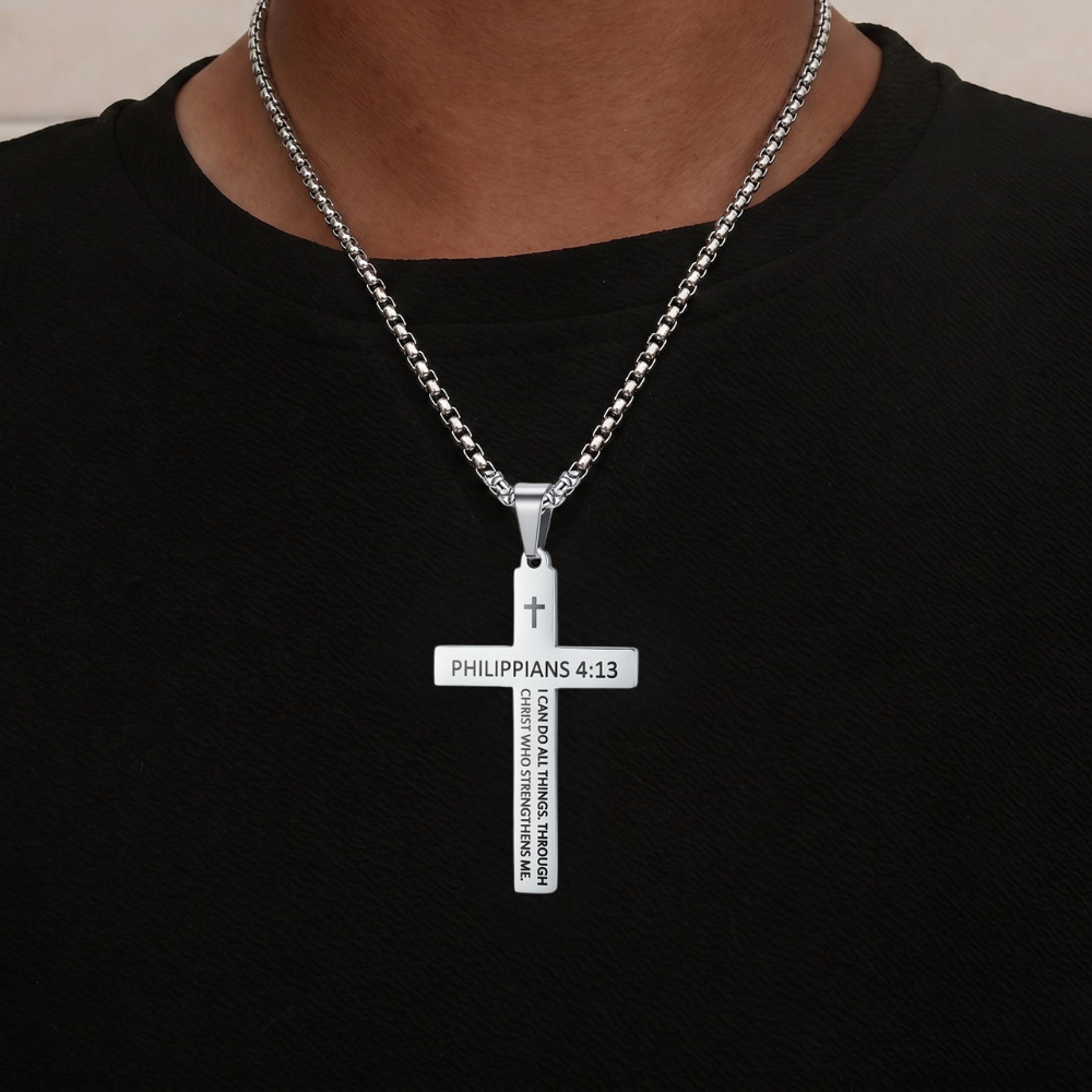 Philippians 4:13 Cross Necklace