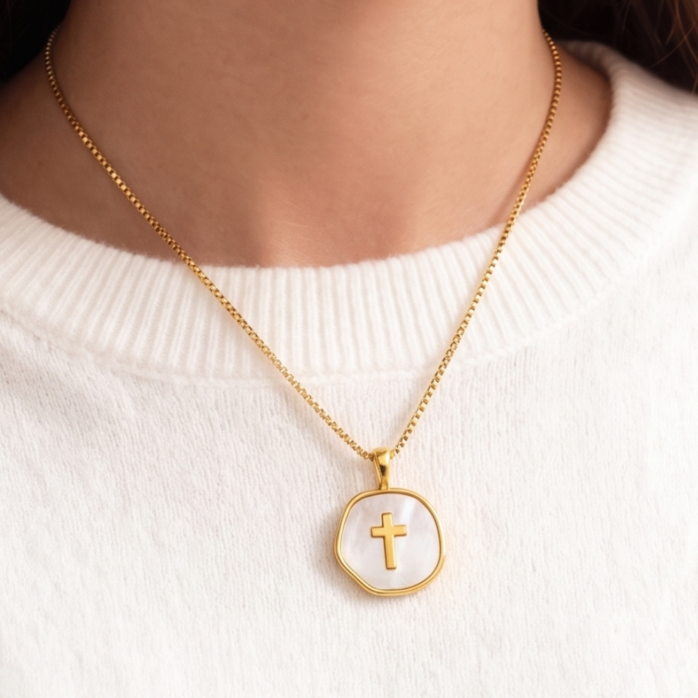Seraphine Seashell Cross Necklace