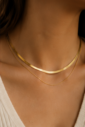 Flat Herringbone Layered Necklace